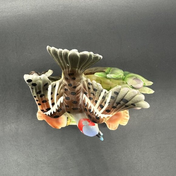 Vintage Flicker Bird Figurine Victoria Ceramics Japan Flowers Mid Century - Picture 5 of 10